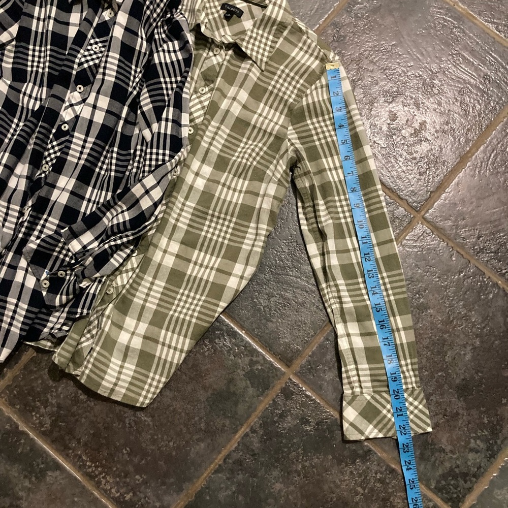 Talbots Plaid Print Button Down Tops Size S - image 4